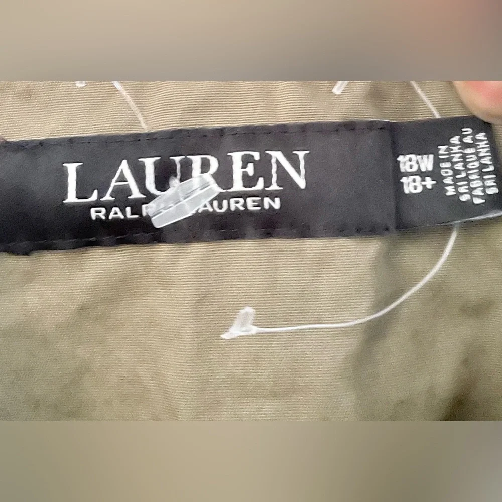 Lauren Ralph Lauren Twist-Front Cotton Broadcloth Shirt Olive green 18W-Like New - Picture 7 of 13